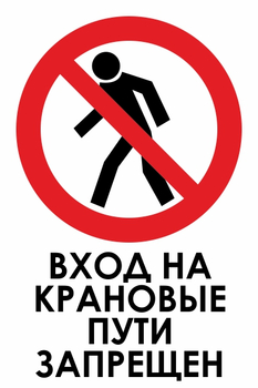 И33 вход на крановые пути запрещен (пластик, 400х600 мм) - Охрана труда на строительных площадках - Знаки безопасности - Магазин охраны труда ohranatruda-shop.ru